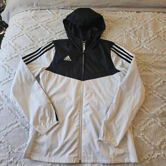 Adidas Women's Alphaskin Trio Windbreaker Black and White Small - Picture 1 of 8